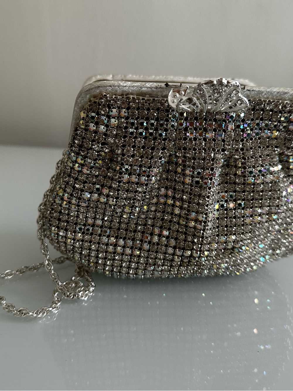 Silver Crystal Mesh Evening Bag - Brand Unspecified - Picture 5 of 7